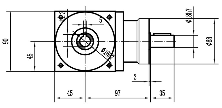 HDA09系列換向器：HDA09-2：1-E外形安裝尺寸圖2